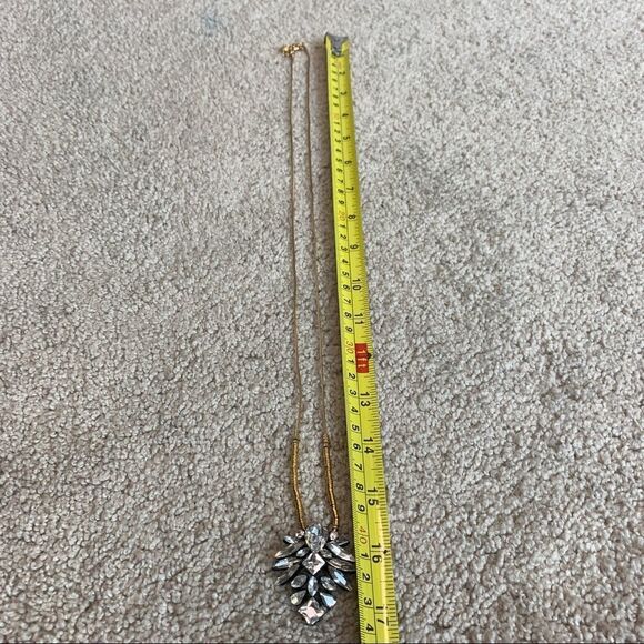 J.crew clear Crystal rhinestone gold-tone pendant necklace wedding prom - Picture 5 of 7